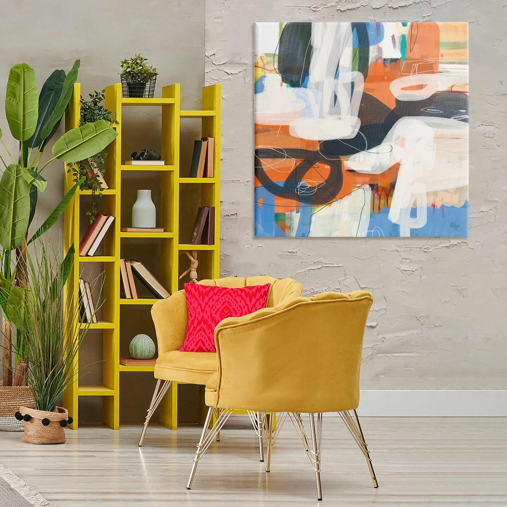 Stupell Industries Abstract Squiggle Distortion Abstract Painting Gallery Wrapped Canvas Art Print Wall Art, 36 x 36