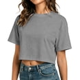 thumbnail image 5 of XIAONU Women Cropped T Shirt Short Sleeve Crew Neck Casual Summer Basic Top, 5 of 7