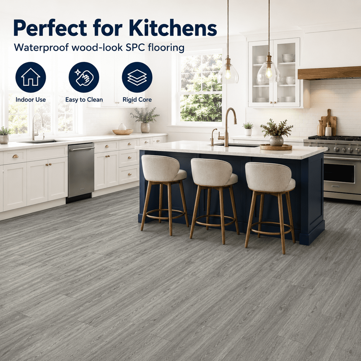 Yeslife 24-Piece Interlocking Luxury Vinyl Flooring Tile, 23.98 x 5.98 in., Ash Brown SPC Rigid Core, 23.9 sq. ft.