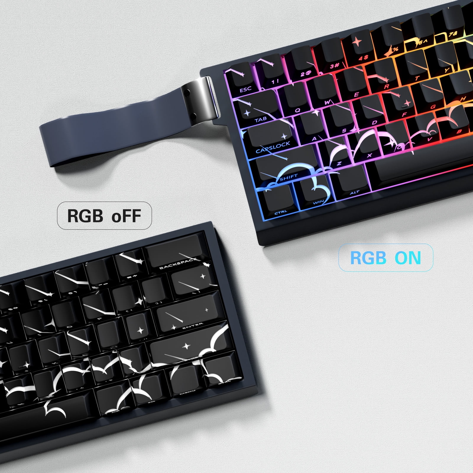 74 Keycaps with Star Rain Design, Side-Print Backlighting Mechanical Keyboards