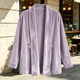 thumbnail image 5 of QIYAGBSA Womens Velour Cardigan Soft Open Front Shawl Collar Long Sleeve Decorative Button Casual Fall Winter Outerwear Coats(Purple, M), 5 of 5