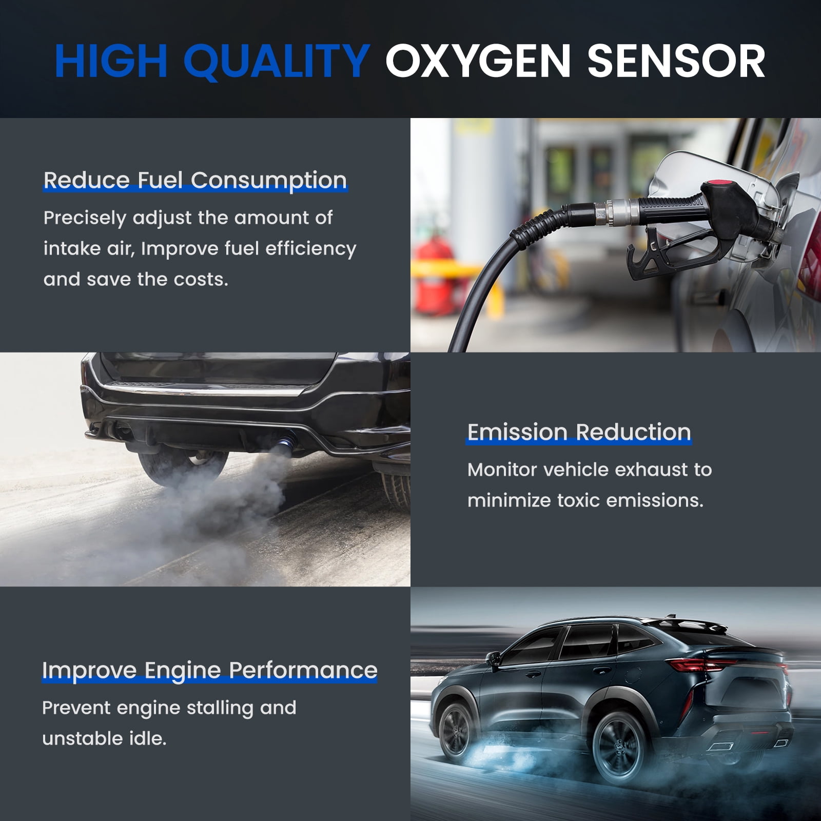SPEEDWOW Oxygen O2 Sensor 15717 Compatible with Ford E150 E250 Explorer F150, Lincoln Continental Town Car,15716,15664 Upstream and Downstream Replacement Oxygen Sensor, 2PCS