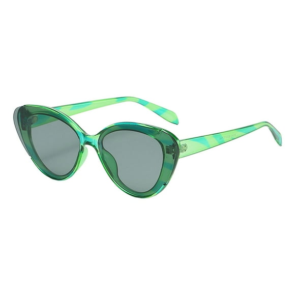 Gafas de sol estilo ojo de gato para mujer, montura de plástico, pequeñas, para exteriores, protección UV4 Verde