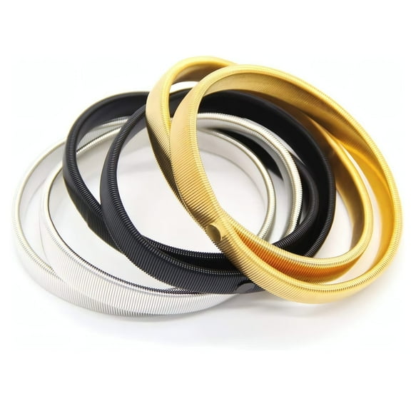 3 Pairs (6pcs) Anti-Slip Sleeve Garters – Stretchy Steel Wire Armbands for Shirt Sleeves, Adjustable Arm Bracelets in Black/Gold/Silver for Men & Women