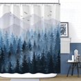 thumbnail image 3 of Blue Misty Forest Shower Curtain Ombre Light Navy White Waterproof Fabric Shower Curtains for Bathroom Nature Pine Tree Mountain Woodland Decorative Bath Curtain with Decor (72'''' × 72''''), 3 of 6