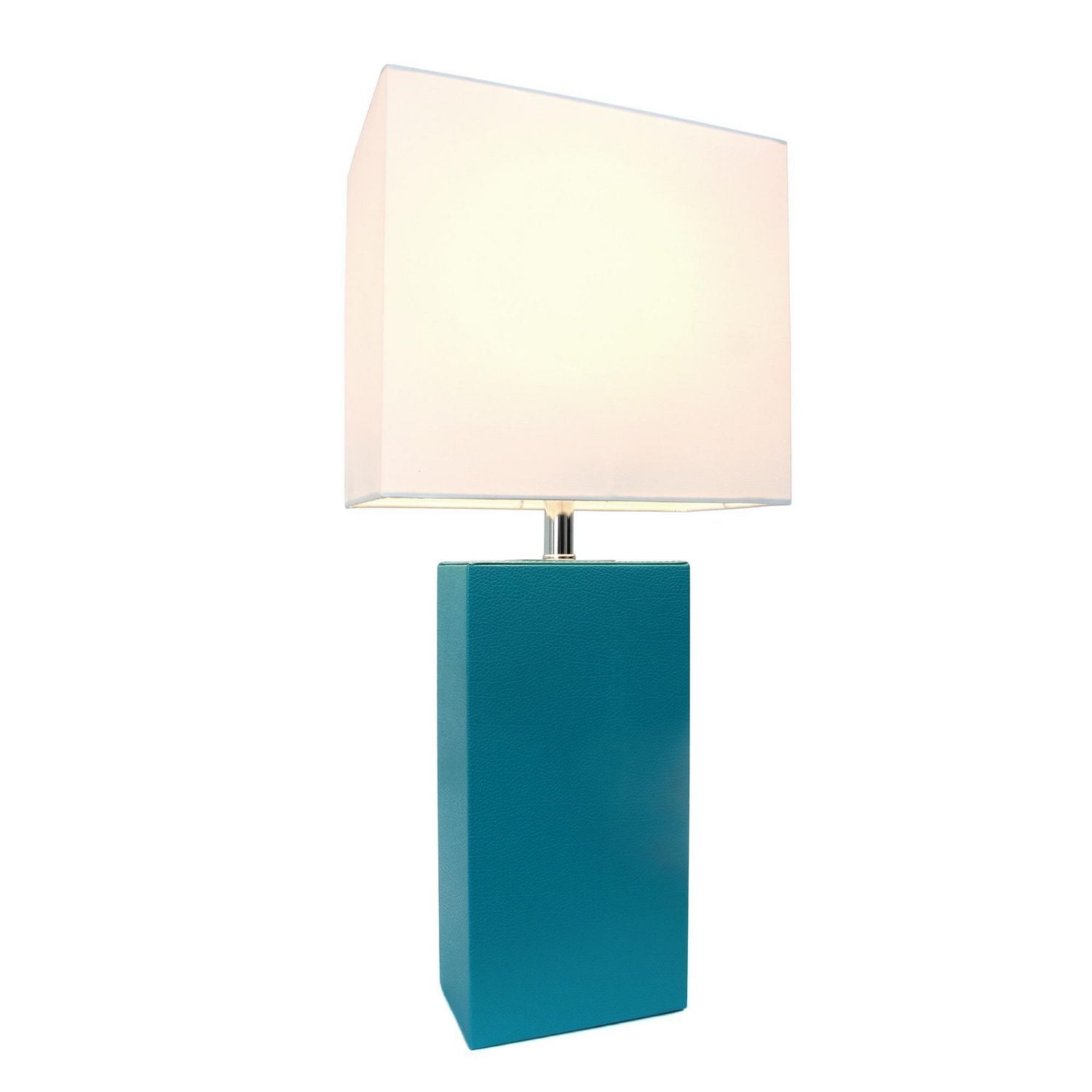 Conceptions Elégantes Lampe de table moderne en cuir avec abat-jour en tissu blanc