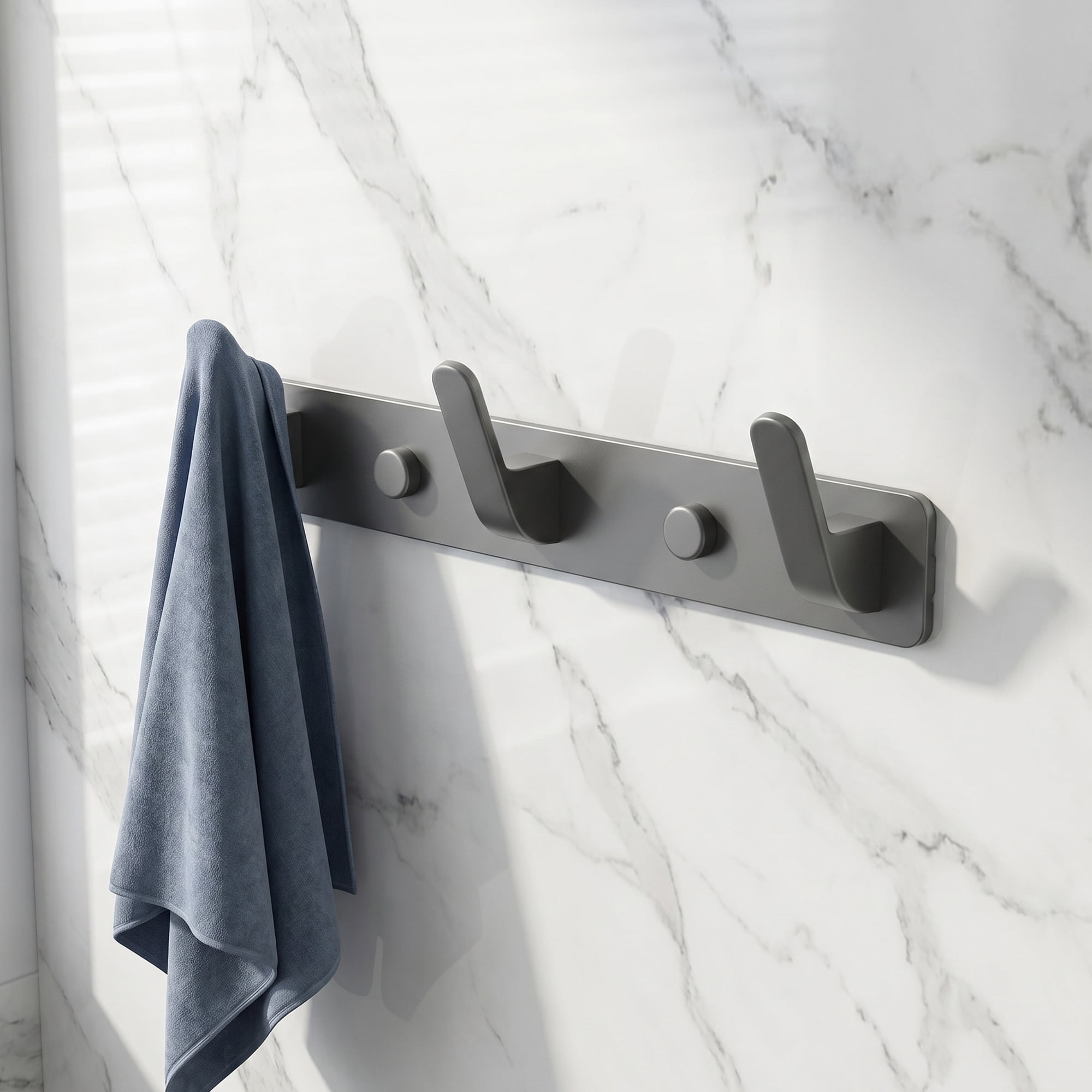 Unique Bargains Coat Rack Wall Mount for Entryway Bathroom Bedroom Gray 3 Hooks
