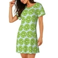 thumbnail image 2 of Naloa Green Lemon Slices Print Women Nightgowns,Womens Loungewear,Short Sleeve Sleepwear,Comfy Ladies Nightdress, 2 of 6