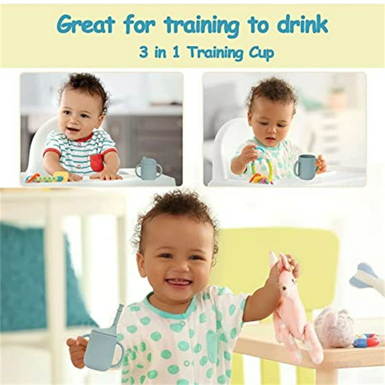 2-In-1 Sip-N-Straw Spill Proof Silicone Baby Toddler Training