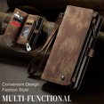thumbnail image 2 of for Samsung Galaxy S25 Premium PU Leather Folding Case, Multiple Card Slots Design, Wrist Strap Zipper Pocket Kickstand Magnetic Snap, Wireless Charging for Samsung Galaxy S25, Darkbrown, 2 of 10
