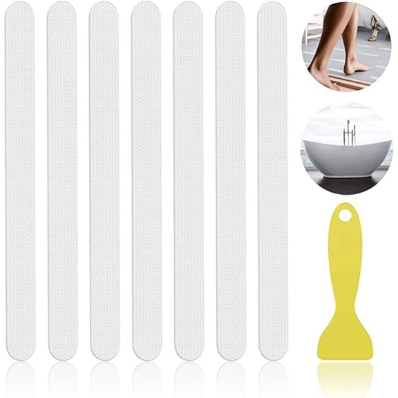 24 Pcs Non-Slip Bathtub Stickers, Anti Slip Shower Strips Treads, Safety Bathroom Tubs Sticker with Scraper, for Shower Room Pools Stairs Steps Ladders