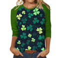 thumbnail image 2 of Craaazy Women's St Patricks Day Sweatshirts Comfy Clover 3/4 Sleeve Crew Neck Shirts Gifts, 2 of 7