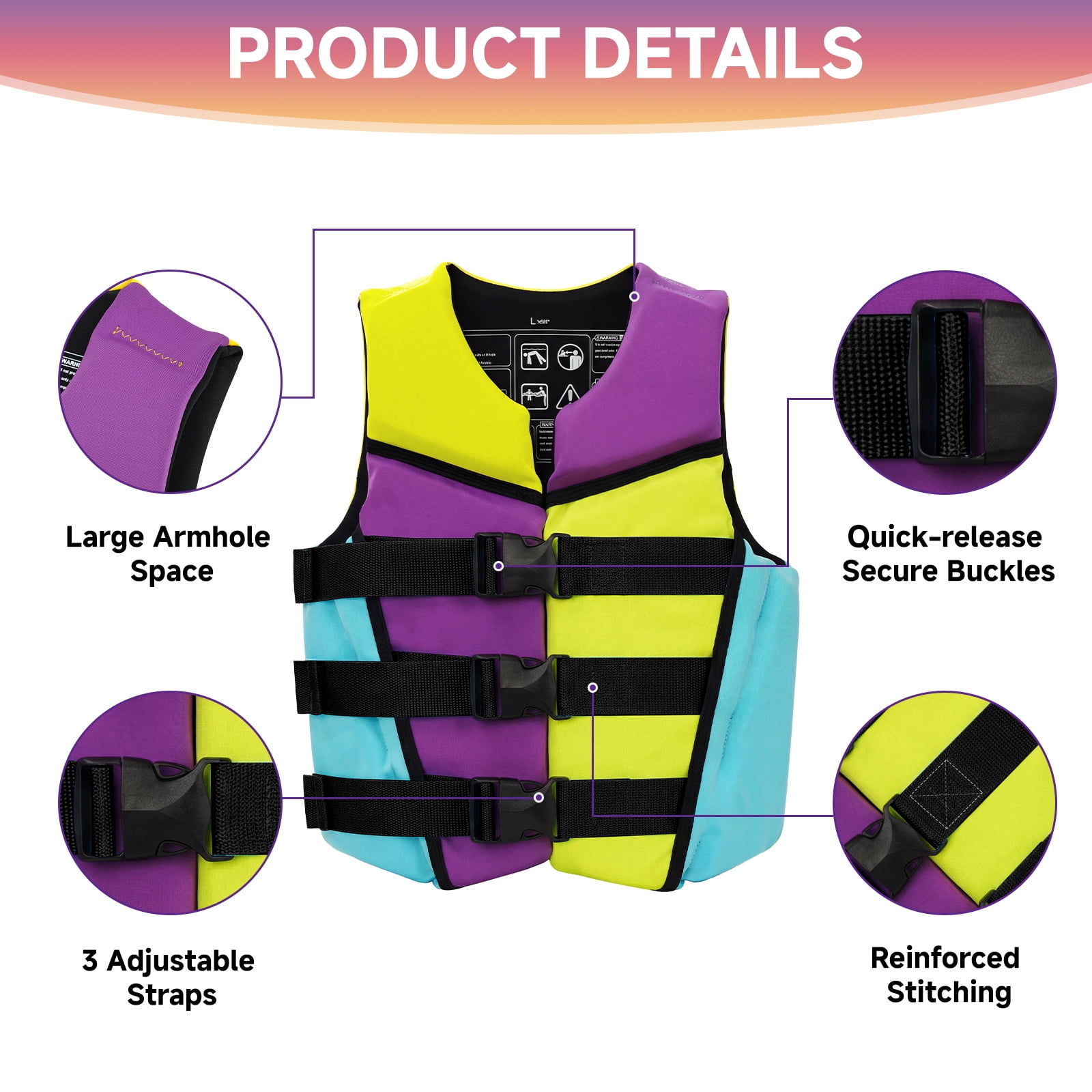 Kids Swim Vest Life Jacket Youth,Adjustable Flotation Buoyancy Swimsuit Trainer Vests,Swimming Aid Jacket for Boys Girls,Kayaking Fishing Sailing,Fit for 50-125 lbs
