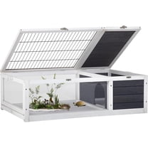 CL.HPAHKL Wooden Tortoise Habitat House Indoor&Outdoor, Large Tortoise Enclosure Cage with Removable Trays Reptile Cage for Small Animals, Grey