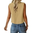 thumbnail image 6 of UAMVSH Women's Cropped One Button Blazer Vests Lightweight Sleeveless Jackets Tank Tops Casual Office Work Waistcoat with Pockets(X-Large,Beige), 6 of 7