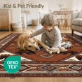 thumbnail image 4 of ODIKA 3'x5' Washable Area Rug Non-Slip, Flatweave, Easy Care Large Wildlife Geometric Border Neutral Decorative Livingroom for Hallway, Laundry Room, 4 of 7