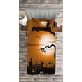 thumbnail image 3 of Ambesonne Halloween Quilted Bedspread Set 2 Pcs, Scary Cemetery, Twin Size, Brown Tan, 3 of 3
