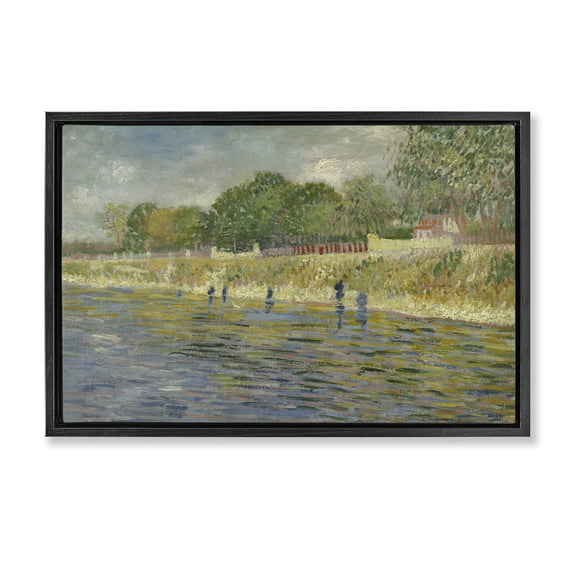 Stupell Industries Classic Van Gogh River Landscape Landscape & Nature Painting Black Floater Framed Canvas Art Print Wall Art, 25 x 17