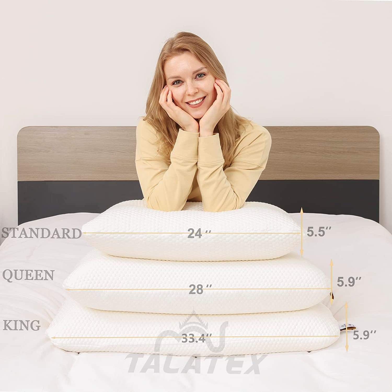 Talalay 100% Natural Premium Latex Pillow Support for Back Sleepers Ideal for Muscular Shoulders & Heat Regulation (Standard (1 Pack), Firm)