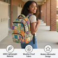 thumbnail image 3 of FKELYI Retro Flower Plaid Print 17 Inch Schoolbag for Girls Primary School Bookbag Kids Backpack with Multi-Pockets Lightweight Casual Daypack Travel Rucksack, 3 of 7
