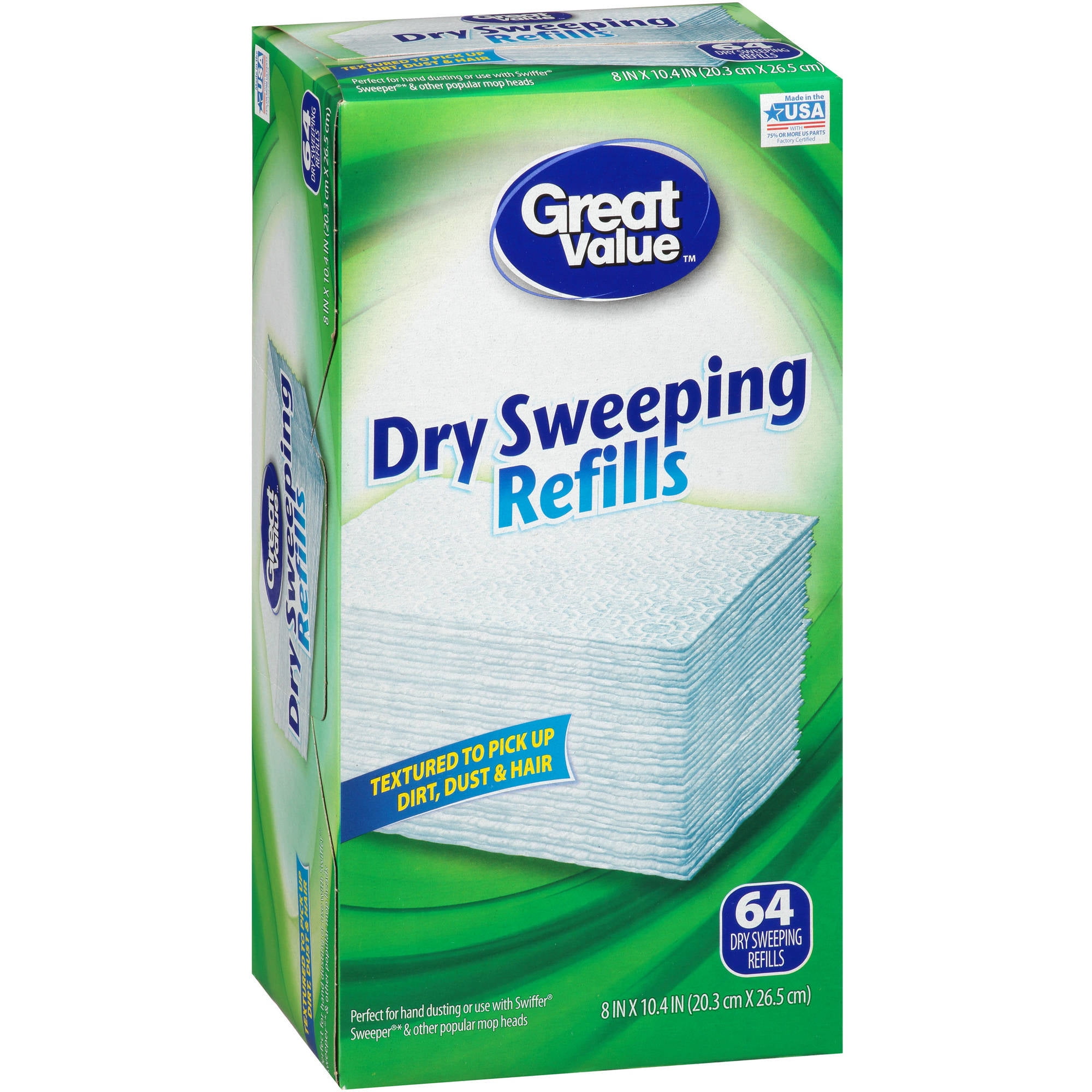 Great Value Dry Sweeping Cloth Refills, 64 count