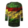 thumbnail image 5 of LYEAA Women African Diaspora Tee 3/4 Sleeve Round Neck Cotton Shirt Loose Fit Casual Cultural Apparel Black History Month Wear Multicolor XXXXXL, 5 of 5
