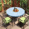 thumbnail image 3 of Fitted Vinyl Tablecloth Flannel Backed & Elastic Edge Table Cover Indoor Outdoor  Fitted Vinyl Wipeable Table Protector 35‘‘-43”/43”-55‘‘ Diameter for Home, 3 of 6