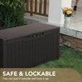 thumbnail image 6 of BOBOKY 100 Gallon Waterproof Large Resin Deck Box Indoor Outdoor Lockable Storage Container for Patio Furniture Cushions Garden Tools (100 Gallon)Dark Brown, 6 of 9
