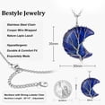 thumbnail image 7 of Bestyle Tree of Life Crescent Moon Necklace Nature Lapis Lazuli Healing Crystal Necklaces September Birthstone Jewelry Gifts for Mother's Day Birthday, 7 of 7