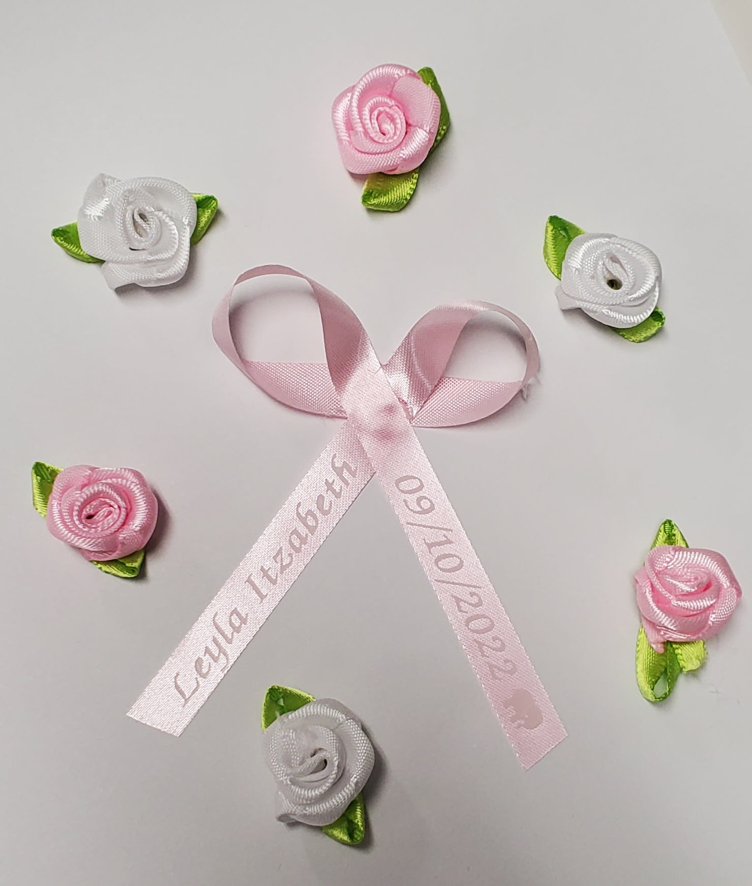 Personalized Ribbons Baby Bridal Shower Wedding Favors Custom Made Lavender Satin