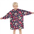 thumbnail image 3 of Dark Blue Christmas Pattern Blanket Hoodies for Kids 6-13YR Oversize Wearable Blanket Hoodies for Boys Girls Teens, 3 of 7
