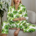 thumbnail image 6 of Pofeuu Green Kiwi Print Womens Pajamas Set Long Sleeve Sleepwear Button Down Nightwear Soft Pj Lounge Sets Button Down Pajamas Women-XX-Large, 6 of 7