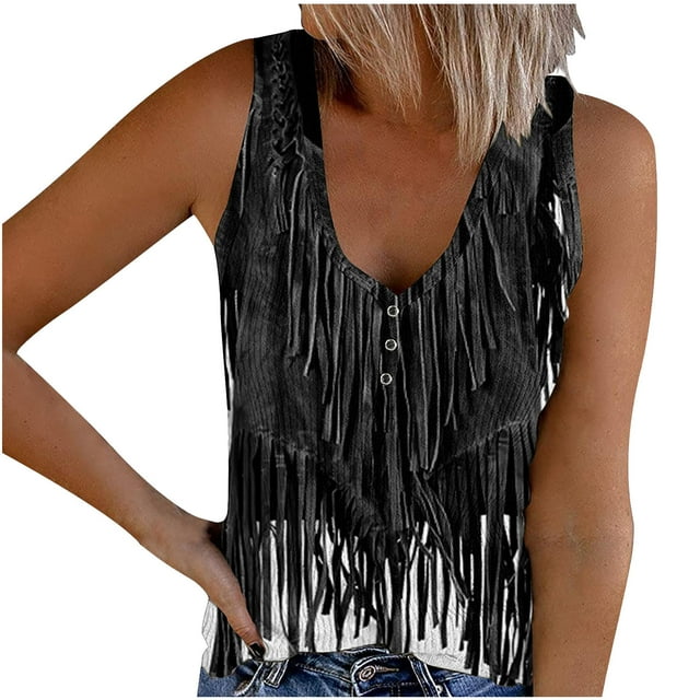 Plebaso Womens Print Tank Tops Ribbed Sleeveless Casual Tops Button up V Neck Slim Knit Tees for Women