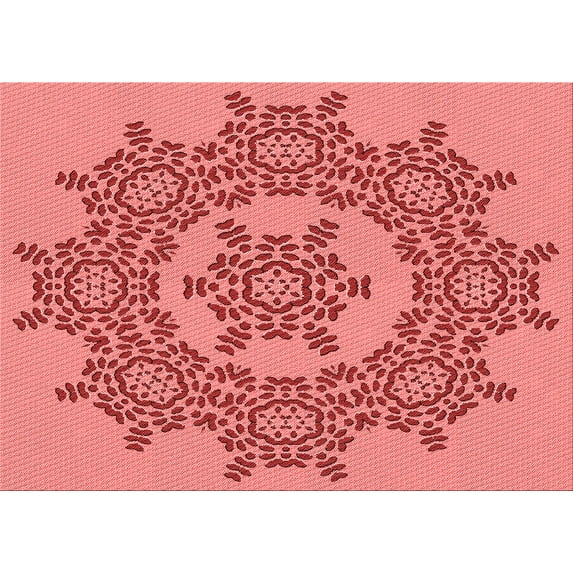 Ahgly Company Machine Washable Indoor Rectangle Transitional Light Coral Pink Area Rugs, 7' x 9'