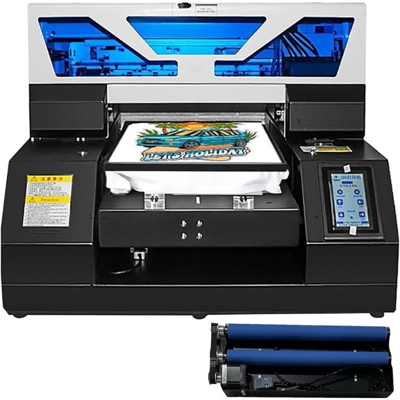 A4 L1800 UV DTG Printer T-Shirt Machine with Vacuum Platform & Bottle Holder, 2880 * 1440dpi UV Flatbed Printer
