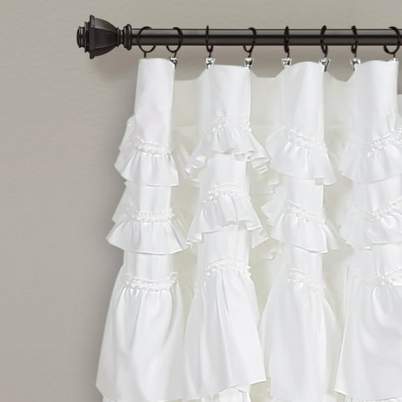 Kemmy Light Filtering Window Curtain Panel White Ruffled Drapes for Bedroom Coquette Style