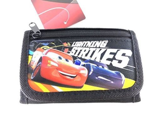 Red Disney Pixar Cars Lightning Mequeen Teen Boys Tri-Fold Wallet 