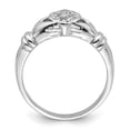 thumbnail image 2 of 925 Sterling Silver Polished Cubic Zirconia Claddaugh Ring Size 6 2mm Wide Ring for Women, 2 of 5