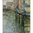 thumbnail image 2 of John Henry Twachtman 15x17 Black Ornate Wood Framed Double Matted Museum Art Print Titled - Deserted Wharf (The Old Mill at Cos Cob) (C.1900-1902), 2 of 5