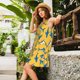 thumbnail image 2 of Easygdp Shark Print para Vestido Transpirable de Mujer, Vestido Suelto de Manga Corta con Pliegues y Bolsillos para el Verano, 2 of 7