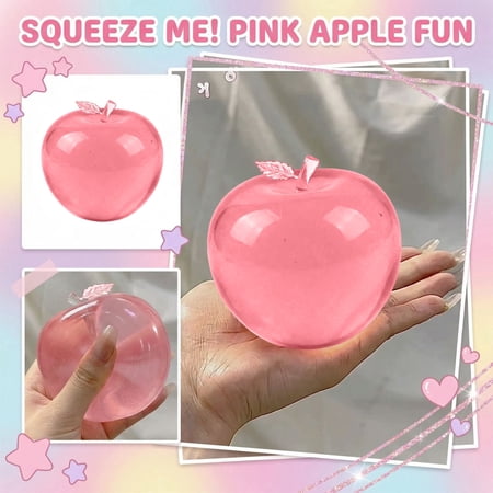 Apple Squishy,Pink Apple Squishies Stress - Realistic Slow Rising Fruit Fidget for Stress Relief & Anxiety Relaxation