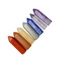 thumbnail image 4 of Natural Colorful Mixed Color Hexagonal Column Amethyst Green Gold Dongling Jade Yoga Stone Combination Set, 4 of 8