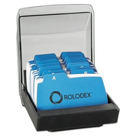 Rolodex Petite Covered Tray Card File Holds 250 2 1/4 x 4 Cards, Black