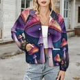 thumbnail image 3 of Jackets for Women Winter Coat Jackets Flannel Stand Collar Jacket(Enchanted Forest Mushrooms,Size:S-4XL), 3 of 7