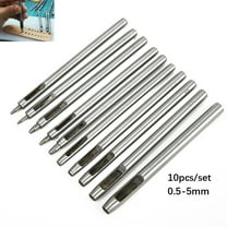 10Pc Steel Leather Hole Punch Set Round Hollow Puncher Tool For Watch Belt Canvas Handbag Crafting 0.5Mm-5Mm Size Range