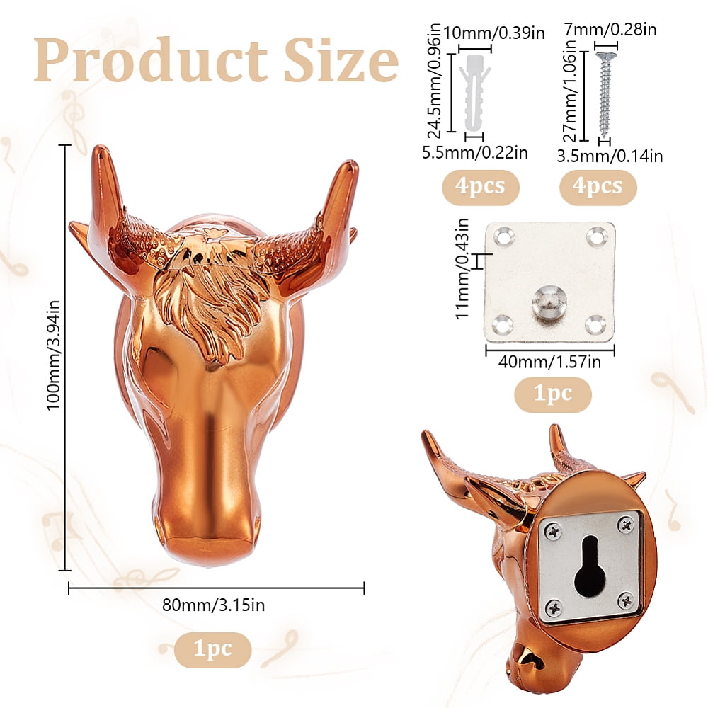 Cattle Head Shaped Guitar Display Stands with Iron Screws & Plastic Plugs Chocolate 8x10x11cm