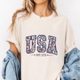 thumbnail image 2 of USA Est. 1776 Floral Print T-Shirt – Cute Patriotic Red White Blue Graphic Tee for Women, Summer 4th of July Independence Day Outfit Top, 2 of 7