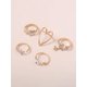 thumbnail image 2 of 5pcs/set Random Fashion Zinc Alloy Rhinestone Butterfly & Heart Decor Ring For Women For Gift, 2 of 5