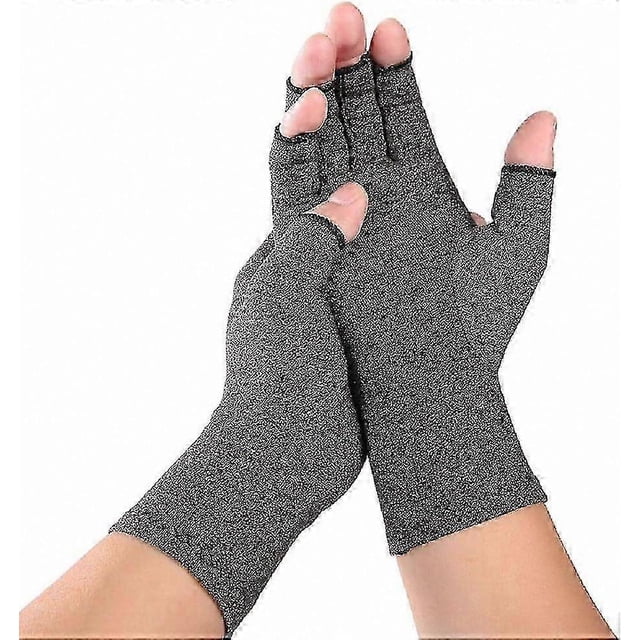 Unisex Compression Gloves for Arthritis, Wrist Support, and Injury Relief - Large, Gray