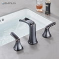 thumbnail image 5 of Oil Rubbed Bronze Waterfall Bathroom Faucet - 3-Piece Widespread 2-Handle for 3-Hole 4-8" Sink with Pop-Up Drain, 5 of 8